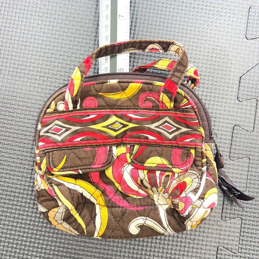Vera Bradley Small Quilted Handbag With Floral & Geometric Pattern In Brown Red